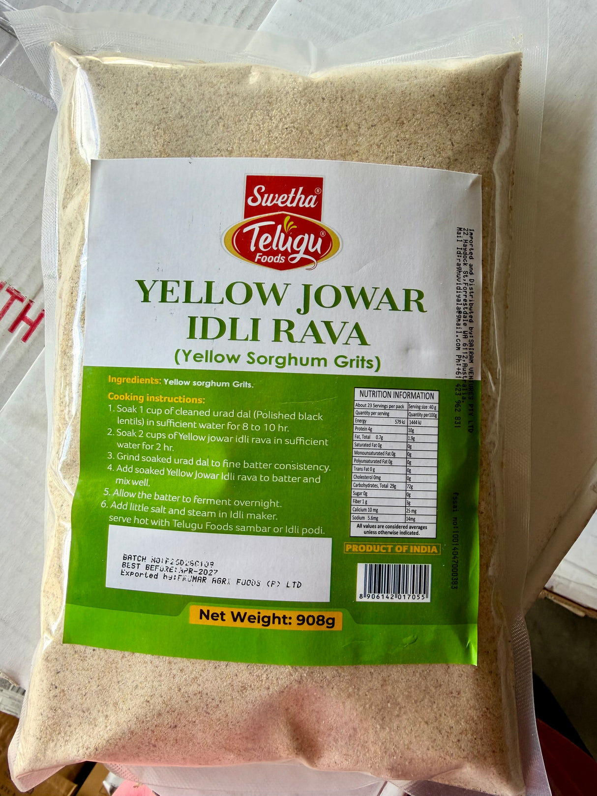 Yellow jowar idli Rava 908gm